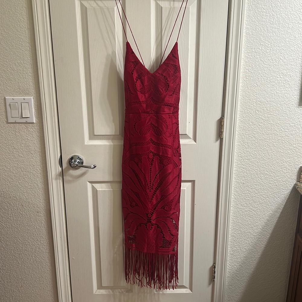 Beautiful red lace up back dress